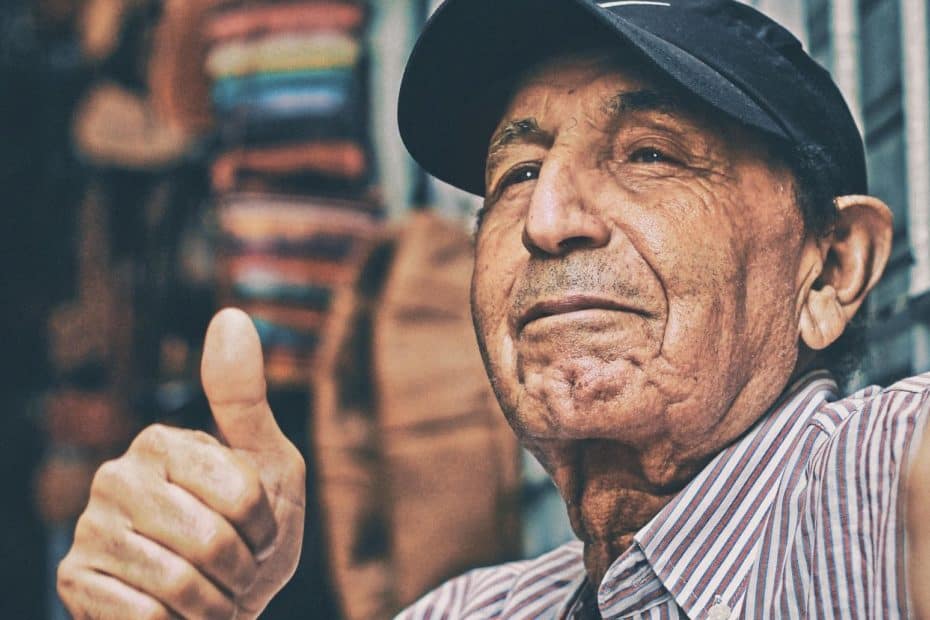 elderly man thumbs up