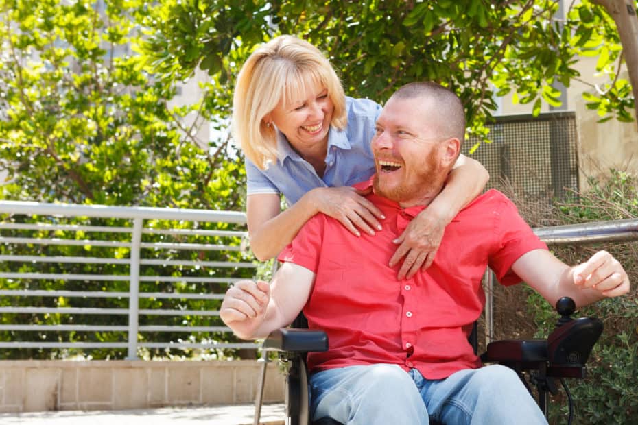 disabled man and caregiver